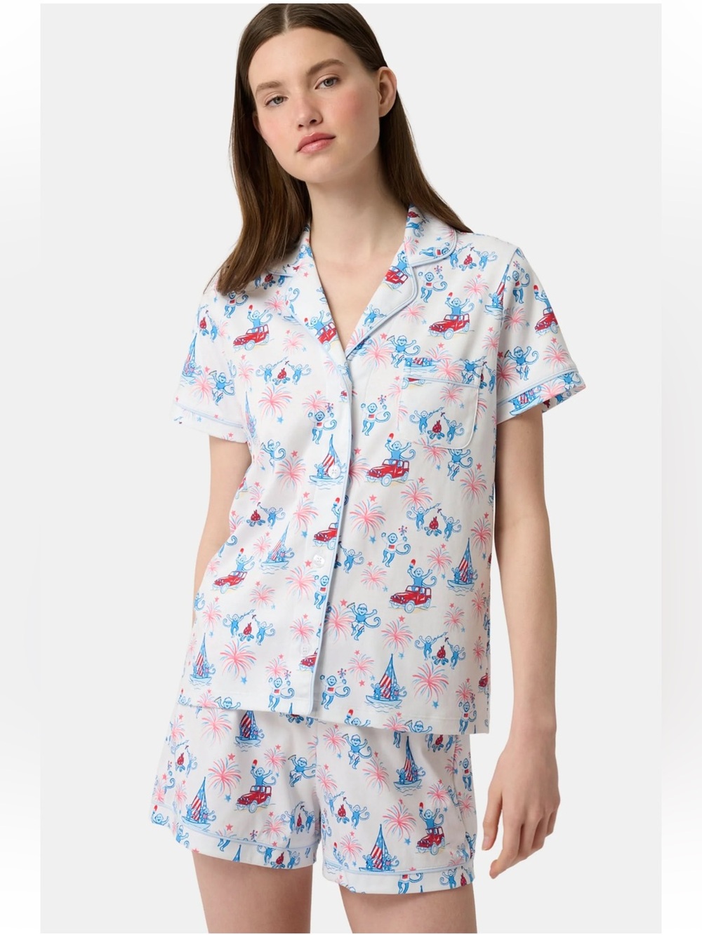 NWT! Roller Rabbit Star Spangled Monkey Polo Pajamas  Size: XS - Picture 6 of 10